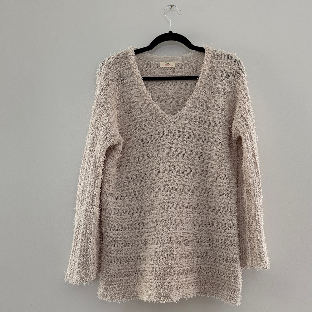 Hummingbird Textured Cream Sweater Fall Sweater Bell Sleeves